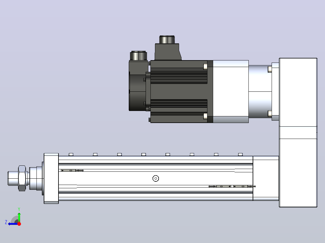 MTA80-250-P10-FF-P-K□-P1500（2000）W-S3 MTA80电动缸 最大负载35KN 额定负载30KN 1500(2000)W电机间接安装 配减速机右视图