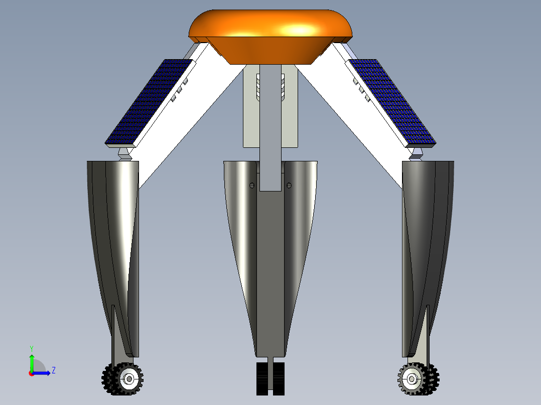 triarm-gantry太阳能三足月球车3D数模图纸 STEP IGS格式左视图