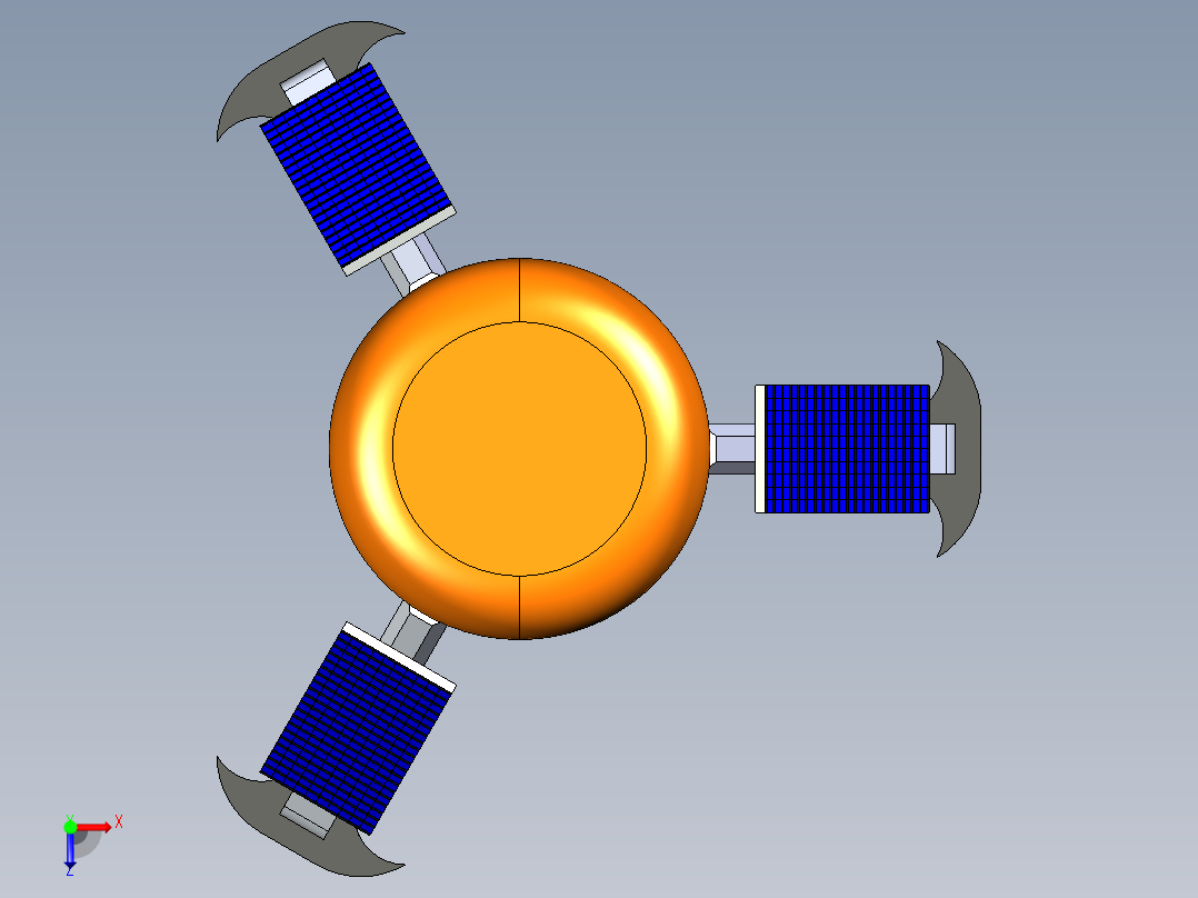 triarm-gantry太阳能三足月球车3D数模图纸 STEP IGS格式俯视图