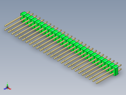 彩色公头100mil（2.54mm）系列-DS1021_green_2x27p_100mil_Type5_rev1.0正等轴测缩略图