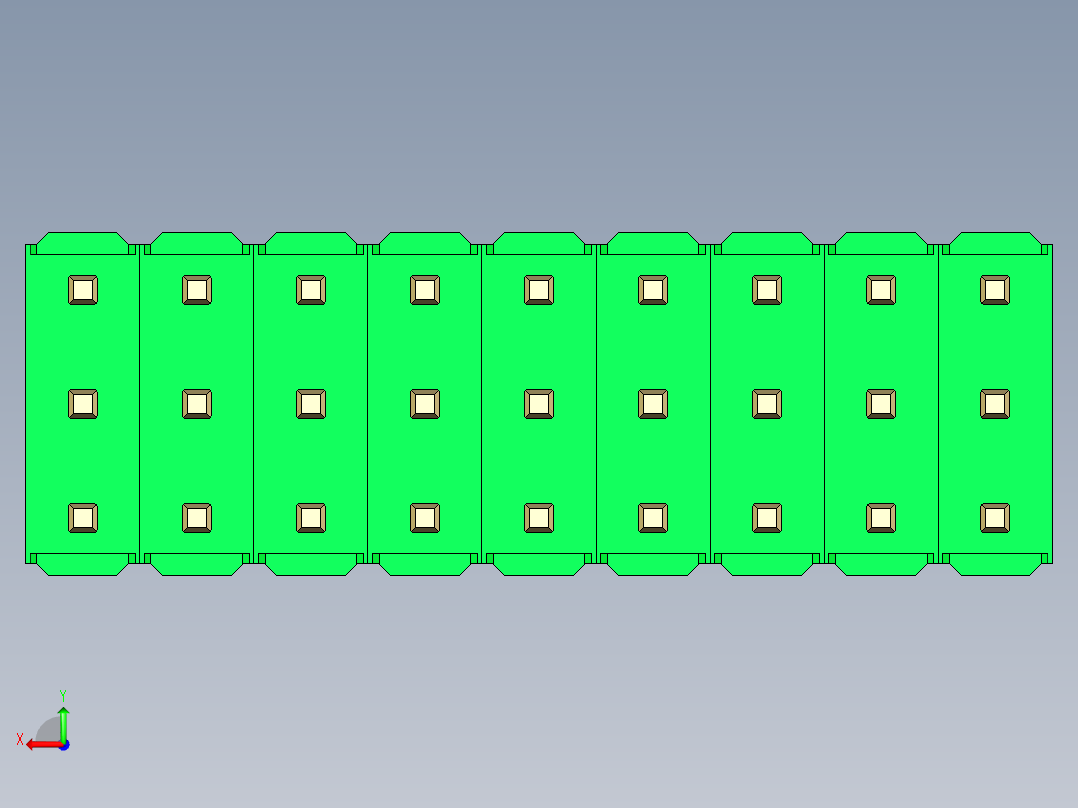彩色公头100mil（2.54mm）系列-DS1021_green_3x09p_100mil_Type19_rev1.0后视图