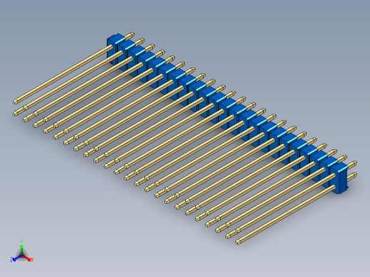 彩色公头100mil（2.54mm）系列-DS1021_blue_2x23p_100mil_Type43_rev1.0正等轴测缩略图