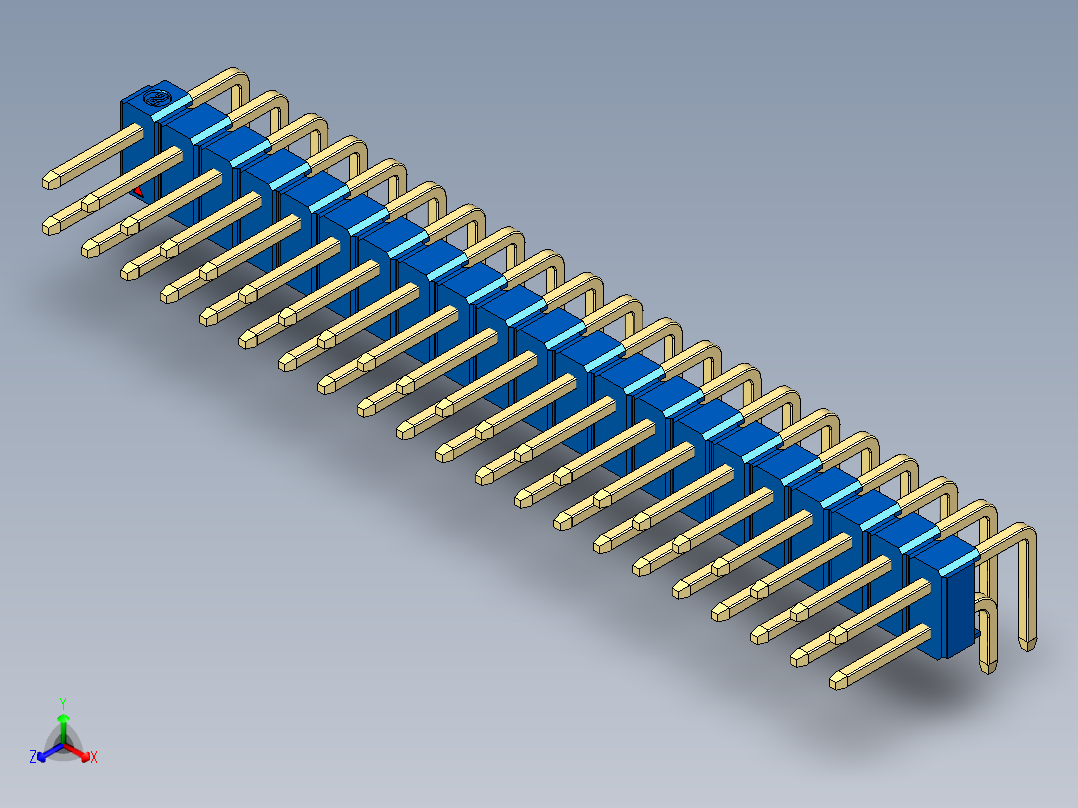 彩色公排针 100mil 2.54mm 系列-DS1022_blue_2x21p_100mil_TypeD_rev1.0主视图