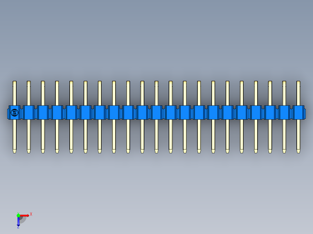 彩色公排针 100mil 2.54mm 系列-DS1022_blue_2x21p_100mil_TypeD_rev1.0俯视图