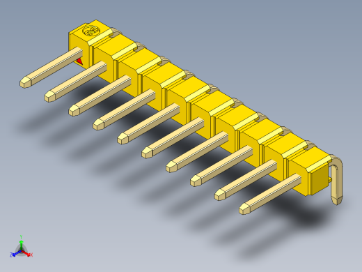 彩色公排针 100mil 2.54mm 系列-DS1022_yellow_1x10p_100mil_TypeD_rev1.0