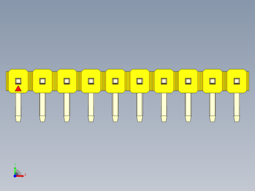 彩色公排针 100mil 2.54mm 系列-DS1022_yellow_1x10p_100mil_TypeD_rev1.0前视缩略图