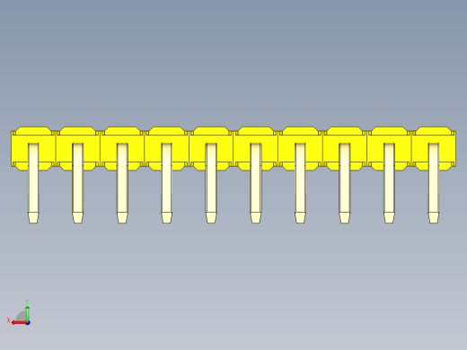 彩色公排针 100mil 2.54mm 系列-DS1022_yellow_1x10p_100mil_TypeD_rev1.0后视缩略图