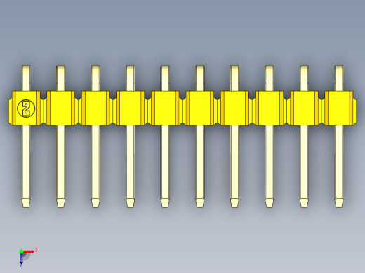 彩色公排针 100mil 2.54mm 系列-DS1022_yellow_1x10p_100mil_TypeD_rev1.0俯视缩略图