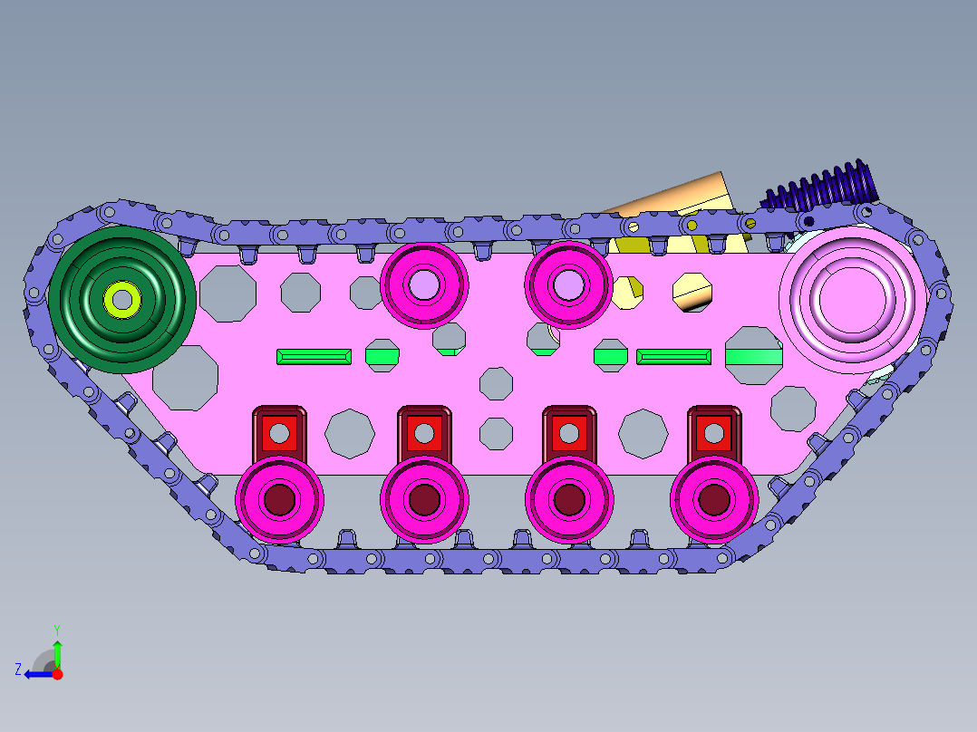 钢制遥控车履带底盘右视图