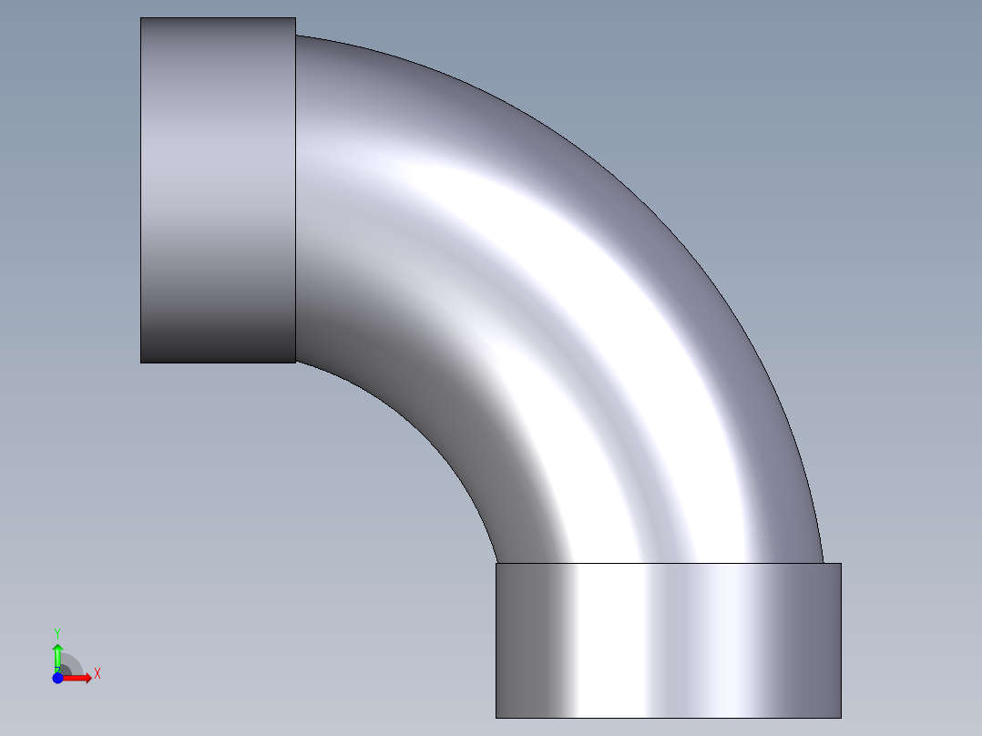 1SIV 90长半径弯曲（r）与溶剂焊接插座前视图