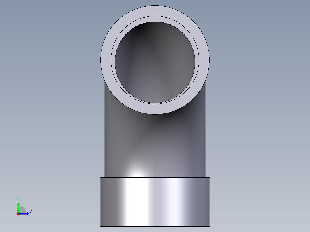 1SIV 90长半径弯曲（r）与溶剂焊接插座左视图