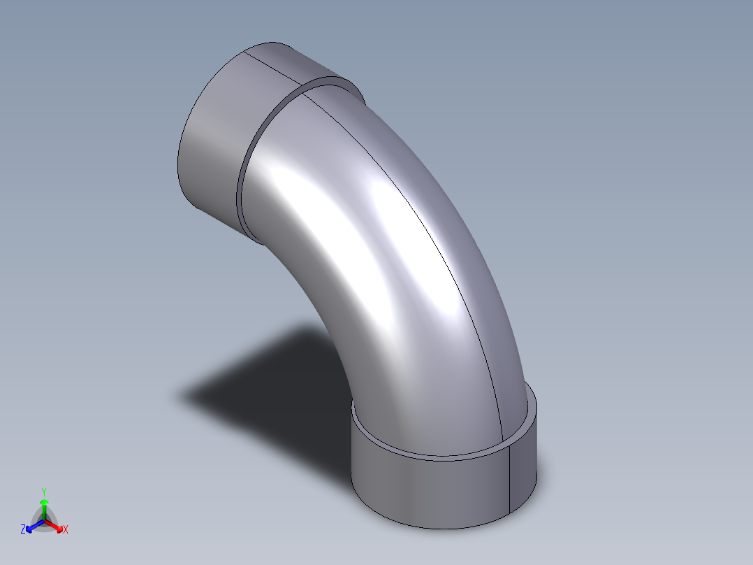 1SIV 90长半径弯曲（r）与溶剂焊接插座正等轴测图