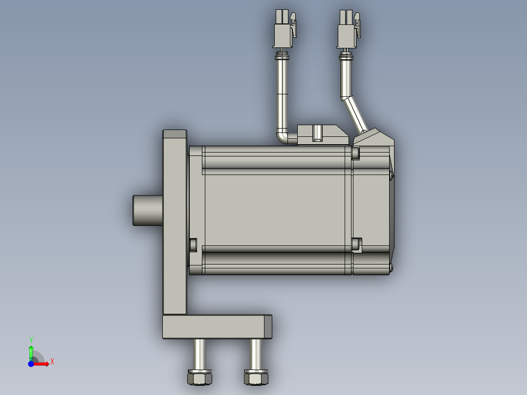 伺服电机和电机座组件前视图