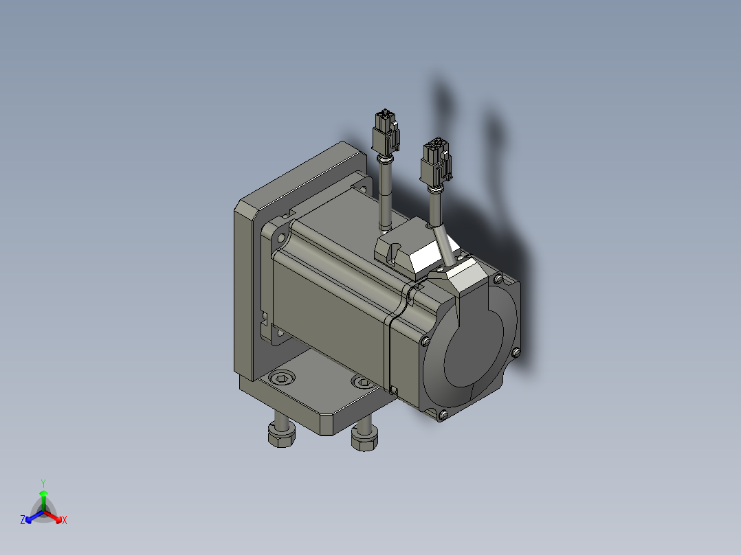 伺服电机和电机座组件正等轴测图