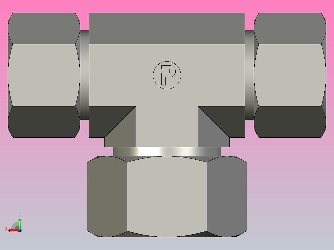 EO管接头三通异径管TR20 25 20ZS71.igs后视图