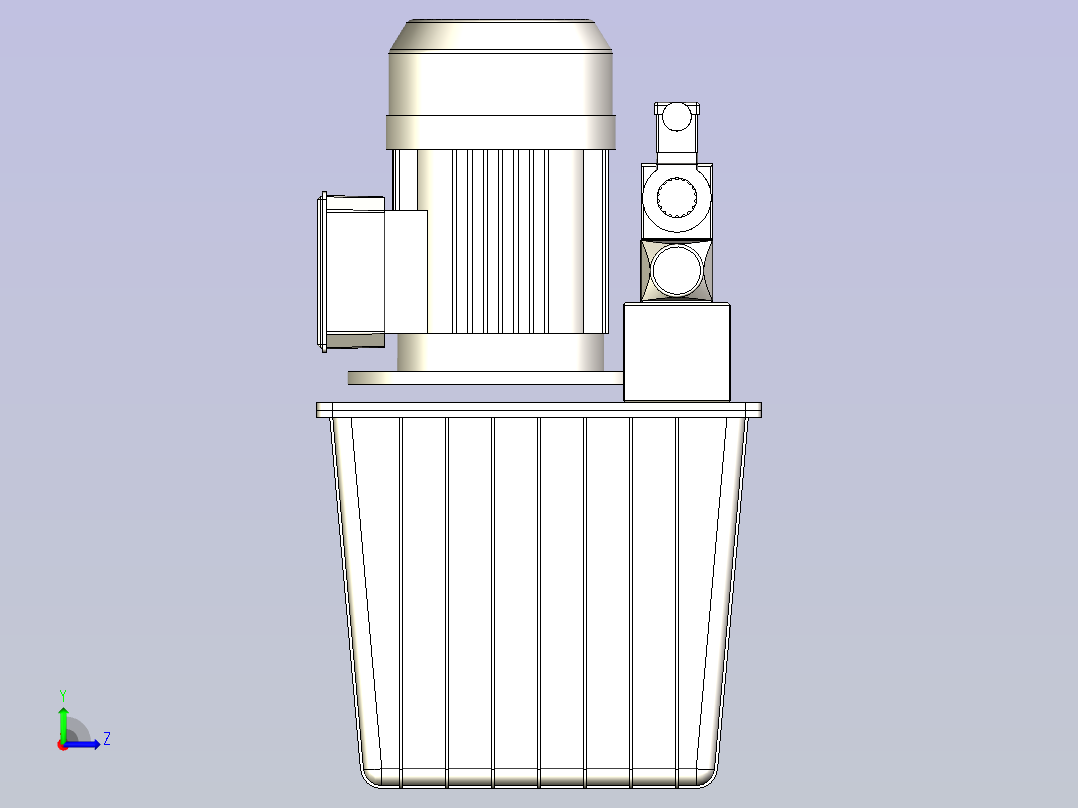 扣压机设备3D图纸模型左视图