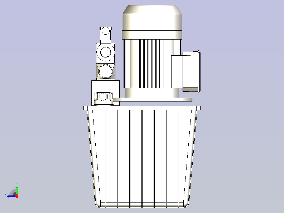 扣压机设备3D图纸模型右视图