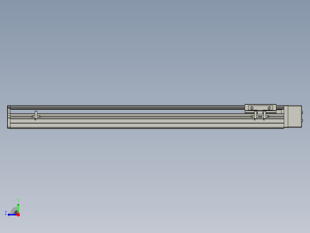 SYS12-BL-600-200W滚珠花健、支撑座、滚珠丝杠、交叉导轨、直线模组.STEP右视图
