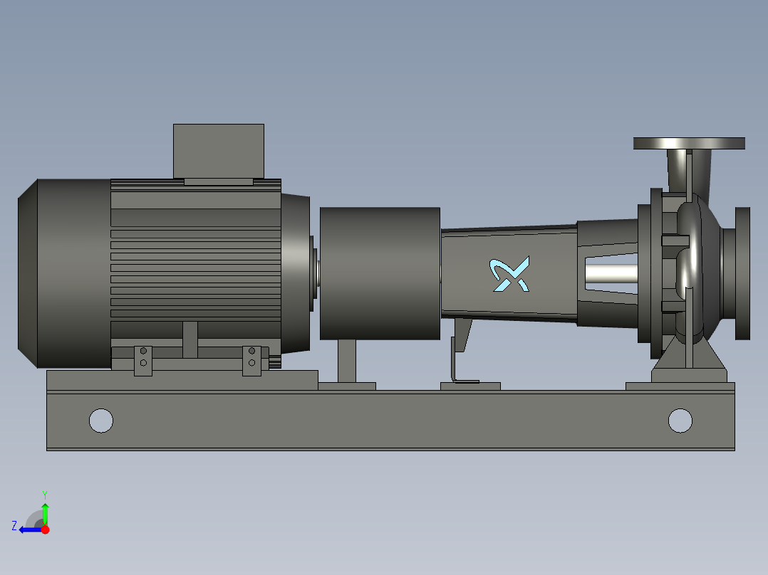 电动抽水泵3D模型右视图