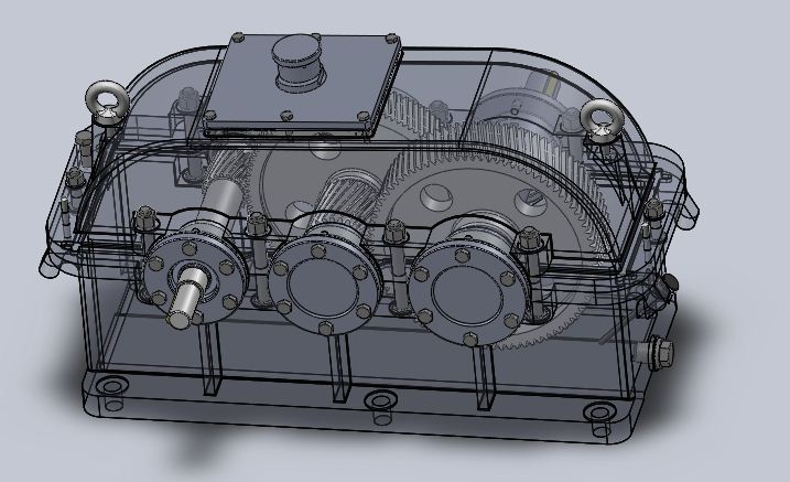 二级圆柱斜齿轮装配体（包括Solidworks零件、装配体、CAXA装配图