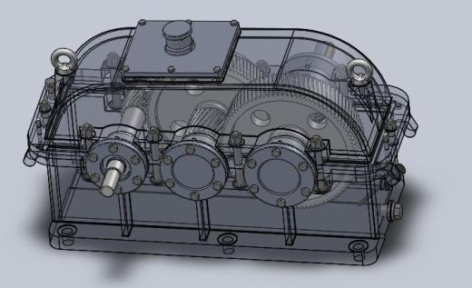 二级圆柱斜齿轮装配体（包括Solidworks零件、装配体、CAXA装配图缩略图