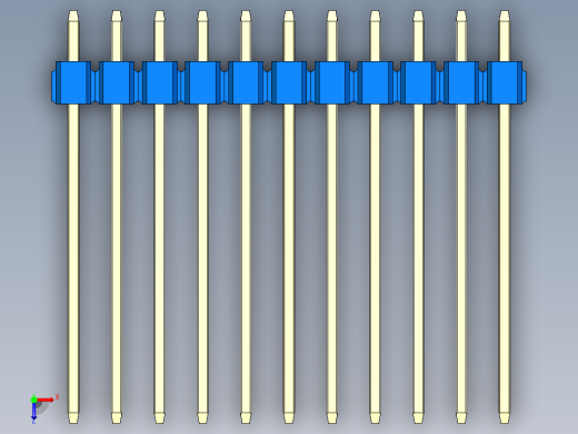 彩色公头100mil（2.54mm）系列-DS1021_blue_3x11p_100mil_Type19_rev1.0俯视缩略图