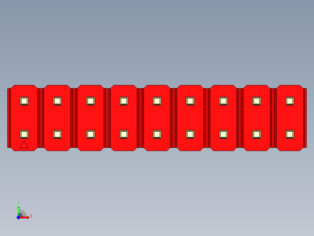彩色公头100mil（2.54mm）系列-DS1021_red_2x09p_100mil_Type5_rev1.0前视图
