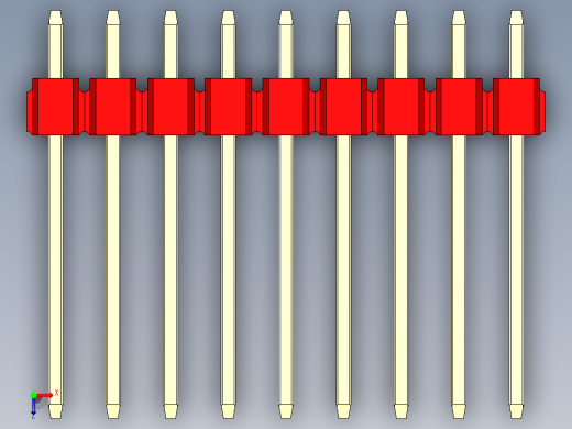 彩色公头100mil（2.54mm）系列-DS1021_red_2x09p_100mil_Type5_rev1.0俯视缩略图