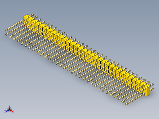 彩色公头100mil（2.54mm）系列-DS1021_yellow_2x32p_100mil_Type5_rev1.0正等轴测缩略图