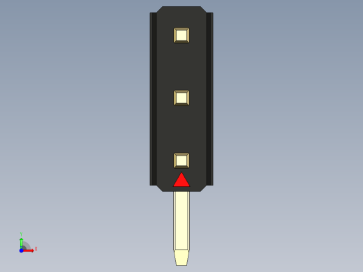 彩色公排针 100mil 2.54mm 系列-DS1022_black_3x01p_100mil_TypeD_rev1.0前视缩略图