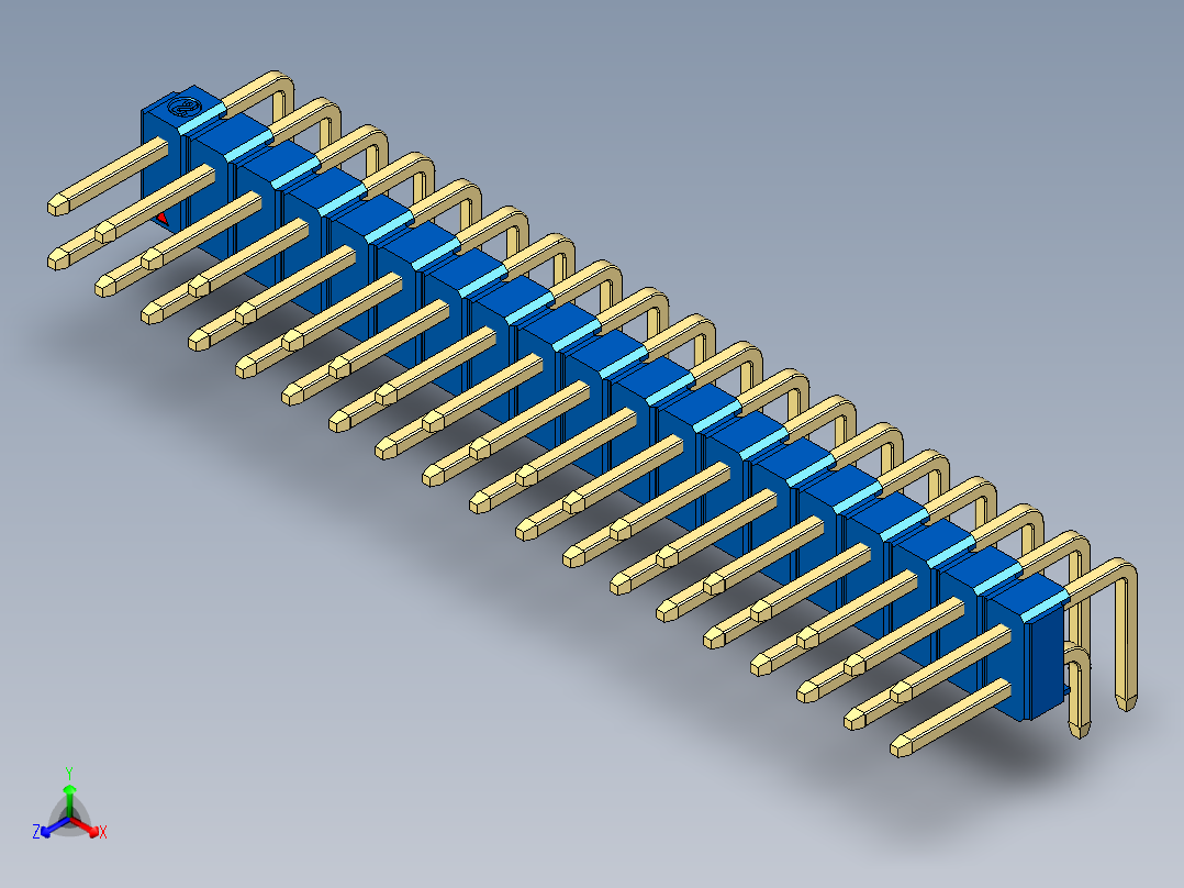 彩色公排针 100mil 2.54mm 系列-DS1022_blue_2x19p_100mil_TypeD_rev1.0主视图