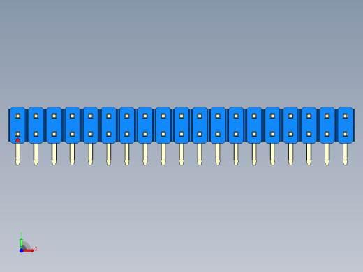 彩色公排针 100mil 2.54mm 系列-DS1022_blue_2x19p_100mil_TypeD_rev1.0前视缩略图