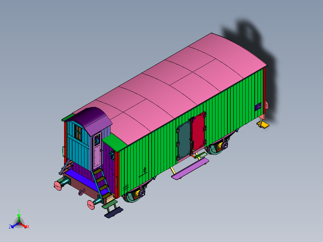 有轨铁路木制运载货车