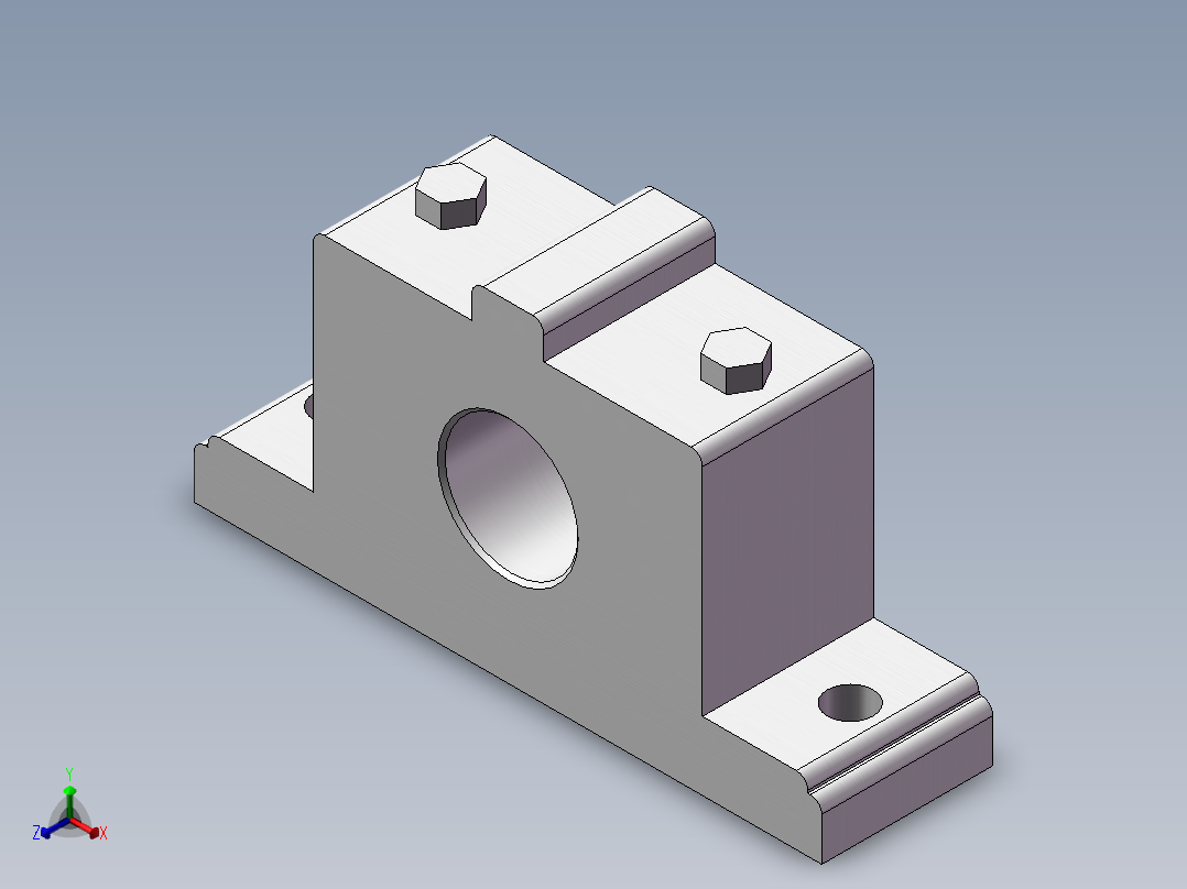 对开式两螺柱正滑动轴承座H2035正等轴测图