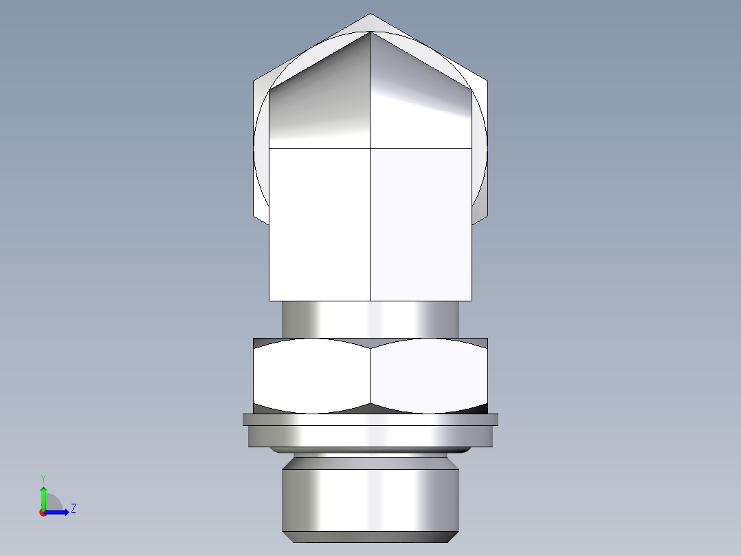 卡套式工业通用硬管接头EO_Adjustable_Locknut_elbow_WEE12ZLRCF左视图