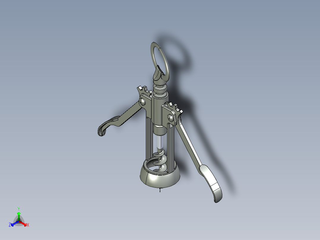 螺旋开瓶器14正等轴测图