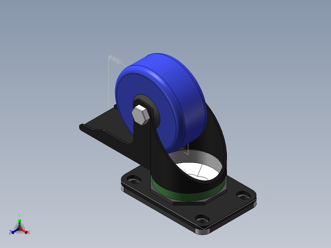 105脚轮直径75正等轴测图