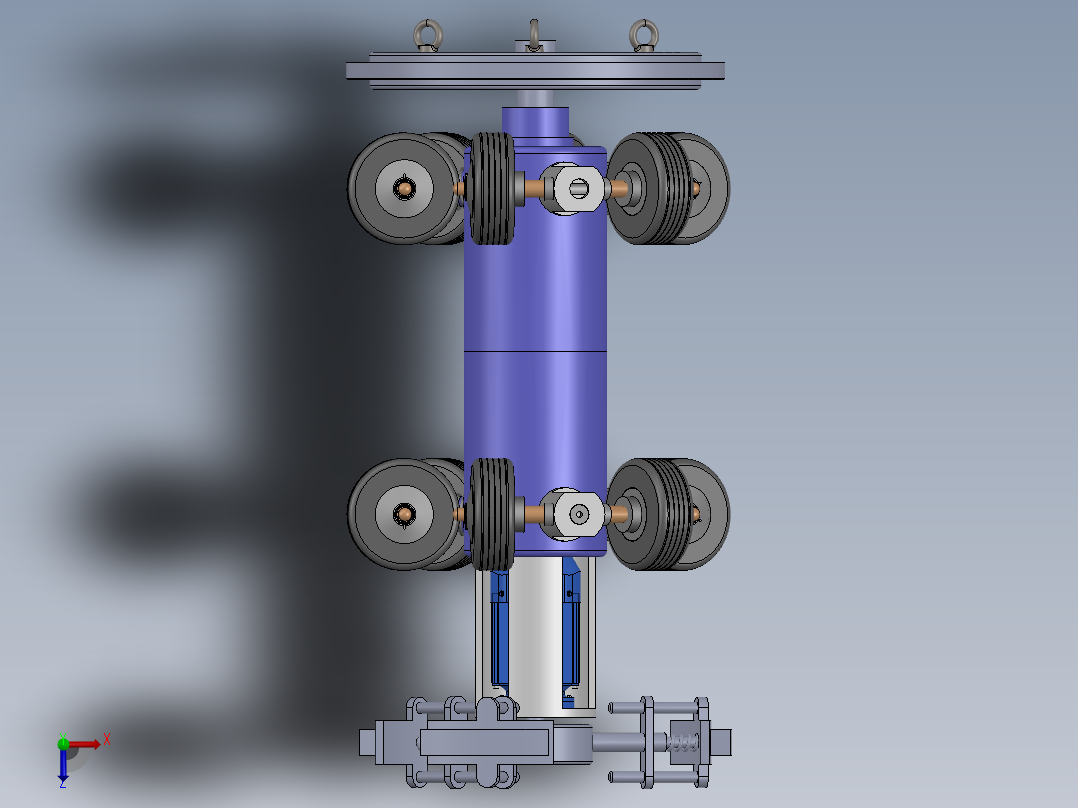 管道内壁自动清洁装置俯视图