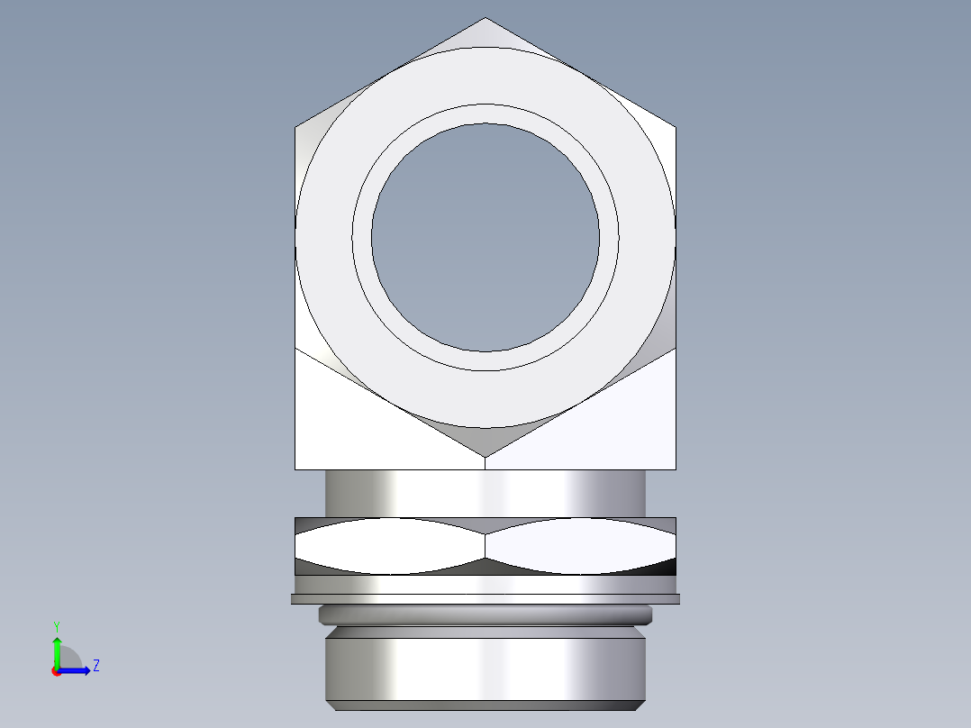 卡套式工业通用硬管接头EO_Adjustable_locknut_branch_tee_TEE35LMORCF左视图