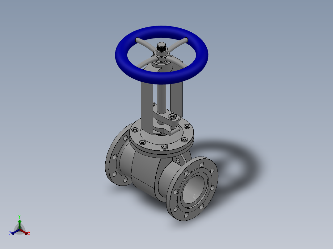 法兰闸阀-316 DN25-DN600正等轴测图