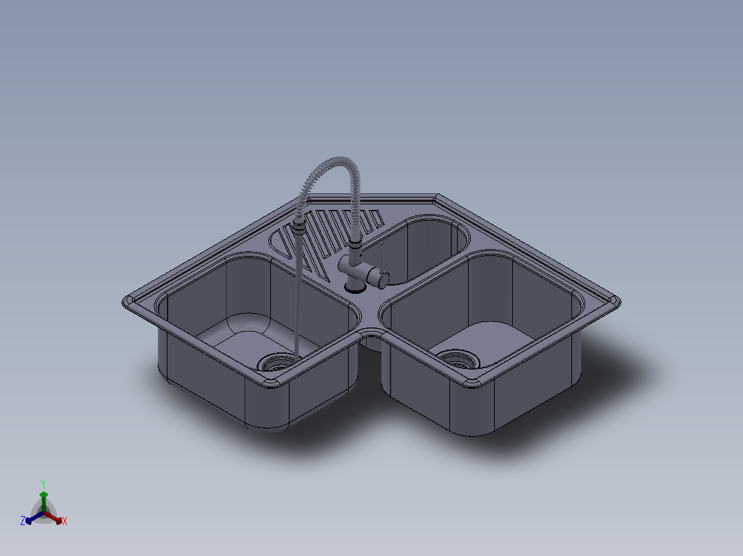 水槽、不锈钢水槽(148)正等轴测图