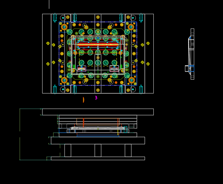 笔记本D壳冲网孔冲压模具设计图