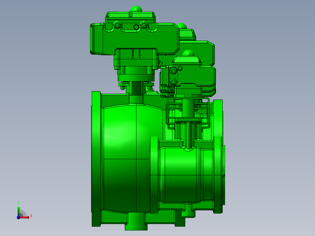 6款4“V系列球阀-X执行器模型前视图