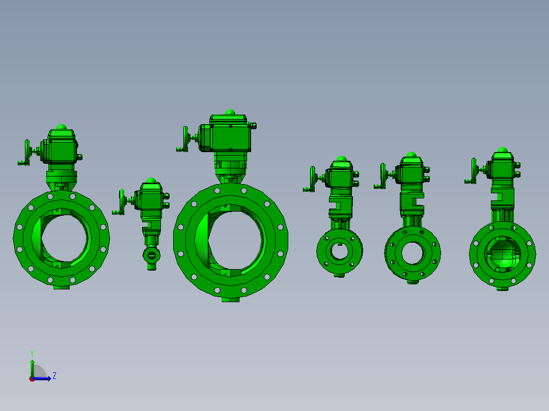6款4“V系列球阀-X执行器模型左视图