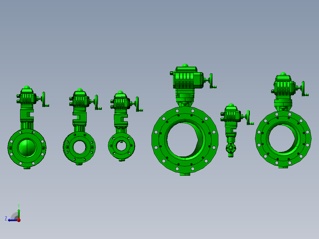 6款4“V系列球阀-X执行器模型右视图