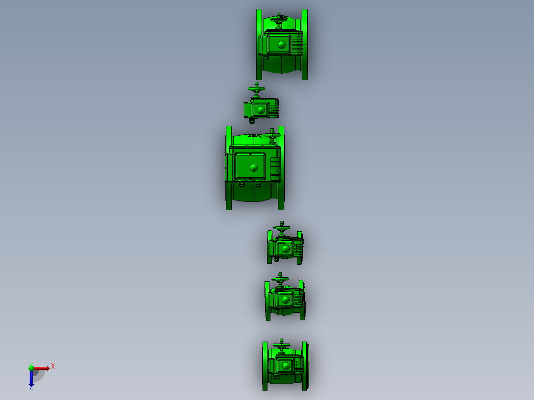 6款4“V系列球阀-X执行器模型俯视图