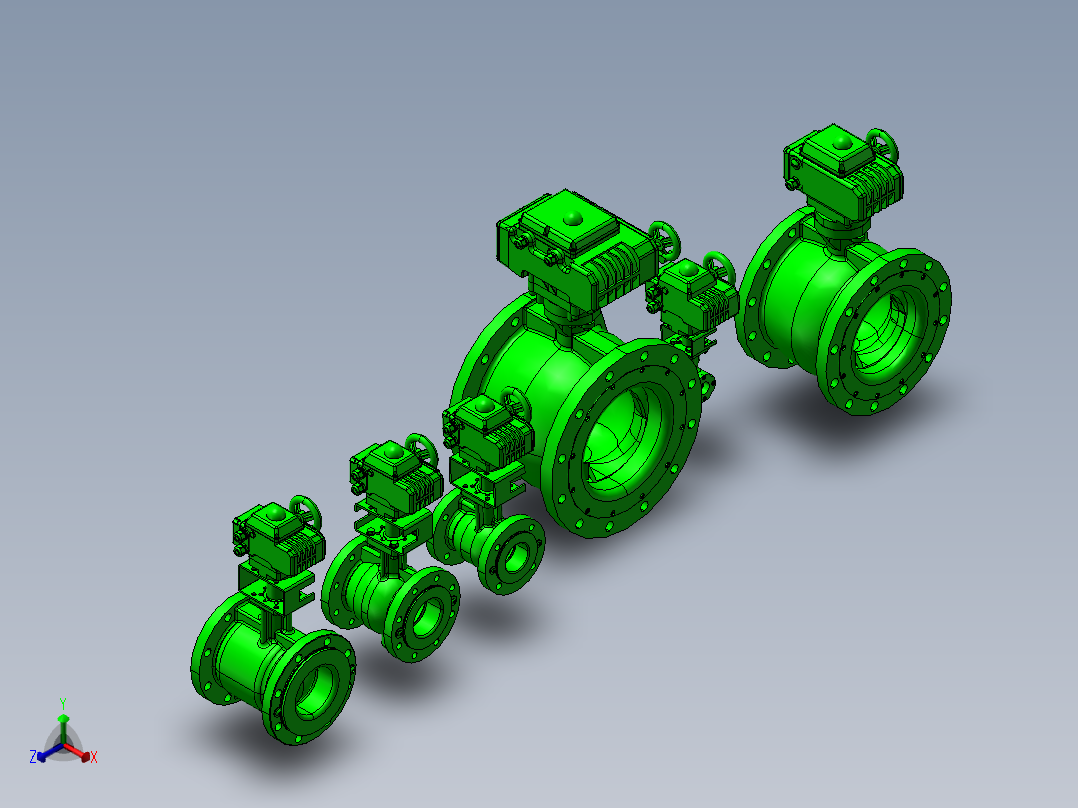 6款4“V系列球阀-X执行器模型正等轴测图