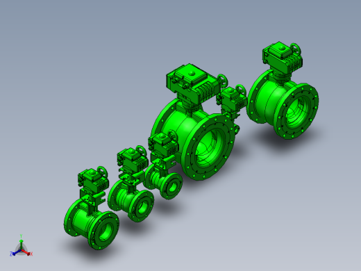 6款4“V系列球阀-X执行器模型正等轴测缩略图