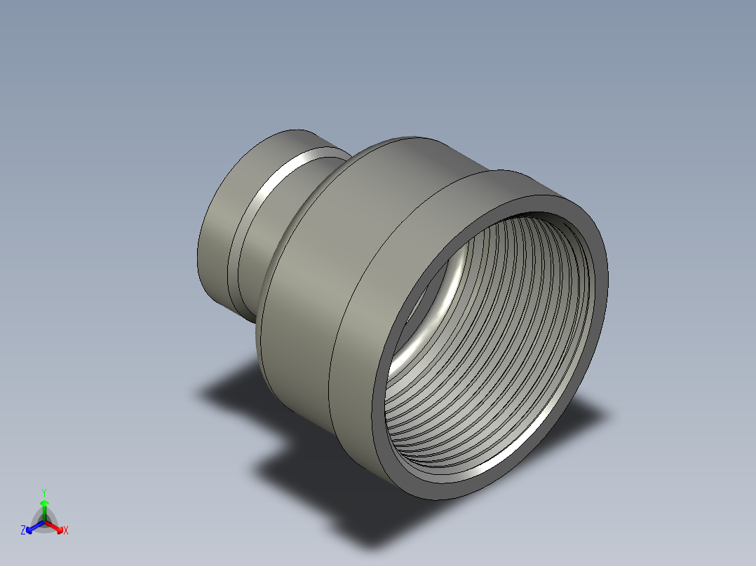 螺纹管管箍-异径有边 DN40-DN20正等轴测图