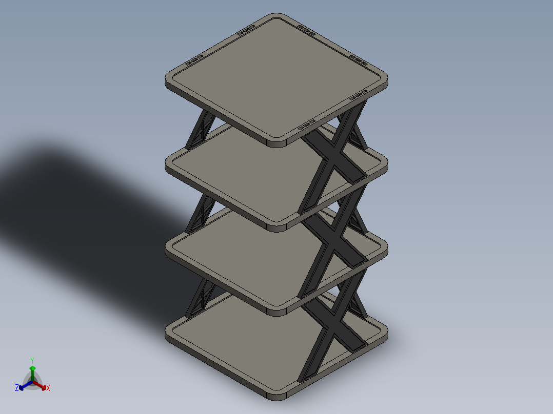 可拆式鞋架正等轴测图